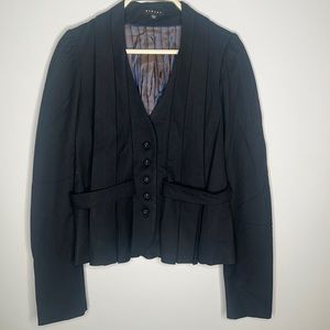 Sisley black pleated button up blazer